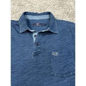 Vineyard Vines Mens Small Blue Knit Short Sleeve‎ Pocket Whale Polo Shirt